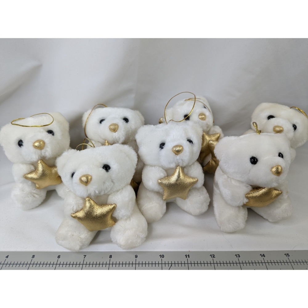 White Bear Angel Plush Ornament 3.5 Inch Oriental Trading Co Stuffed Animal Toy